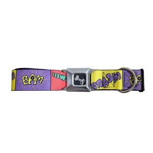 Buckle-Down Comic Book POW BAM Seatbelt Buckle Dog Collar Adjustable  Lg